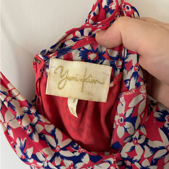 Yumi Kim Jayne Silk Floral Hot Pink Tulip Mini Dress Size Small - Picture 6 of 7